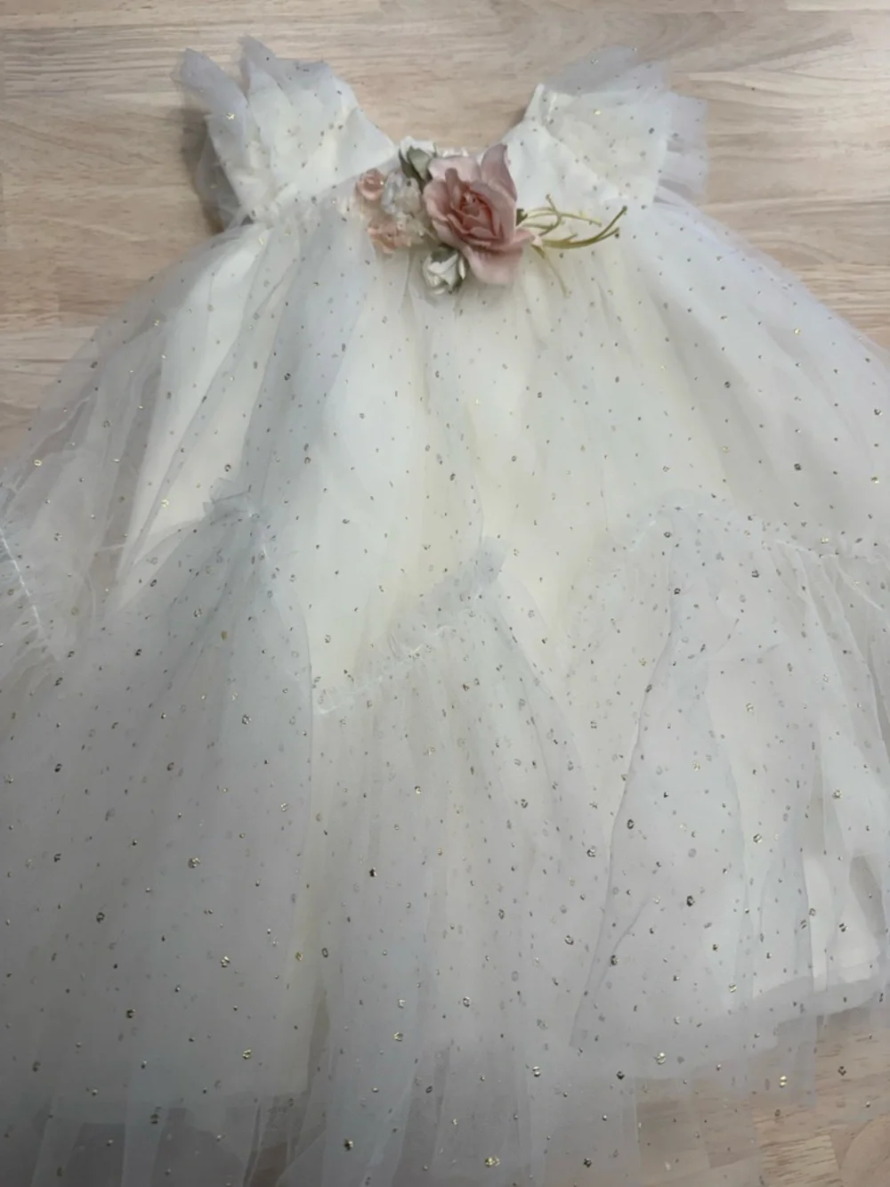 Monnalissa tulle flower dress with gold